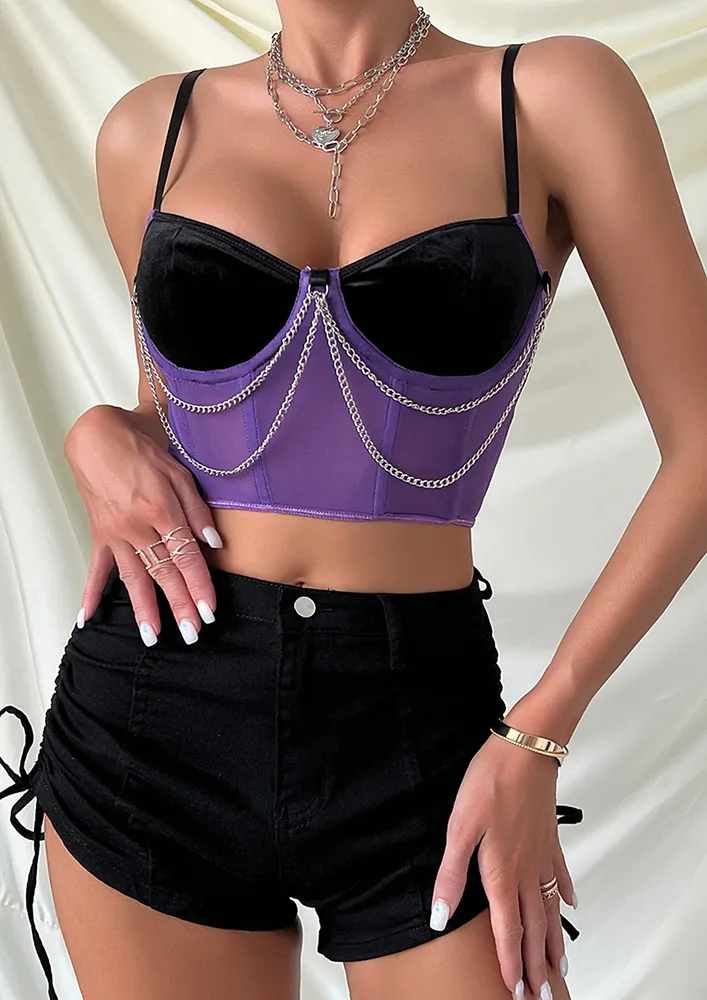 PURPLE SLIM BONNING CROPPED CORSET