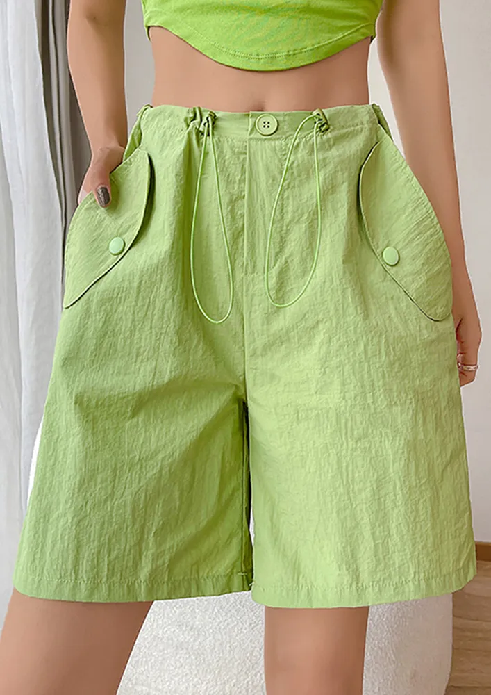 Green Cord Stoppers Wide Shorts