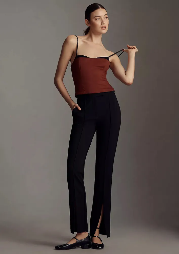 Contrast Red Picot Trimmed Cami Top
