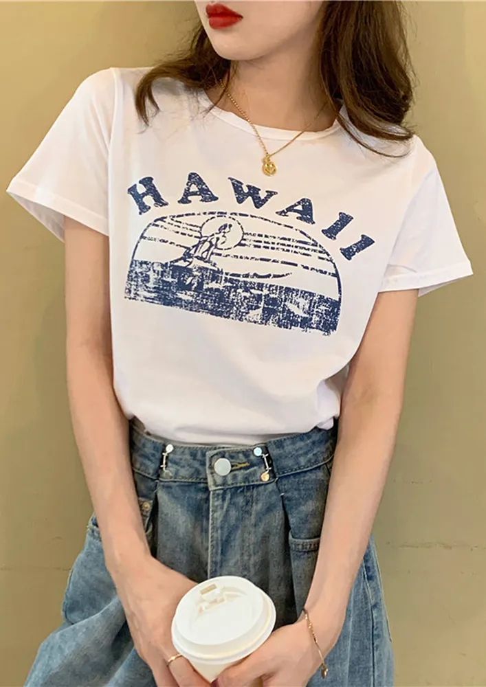 WHITE GRAPHIC PRINT CASUAL T-SHIRT