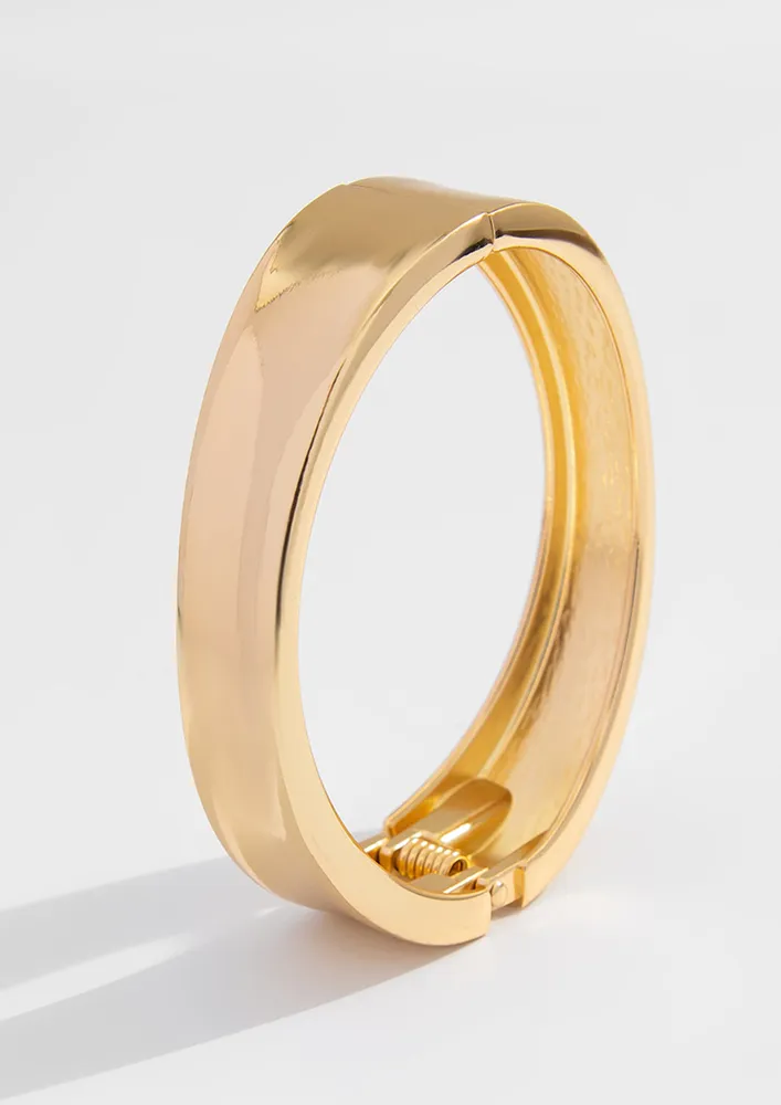 CLIP-ON GOLD-PLATED BANGLE BRACELET
