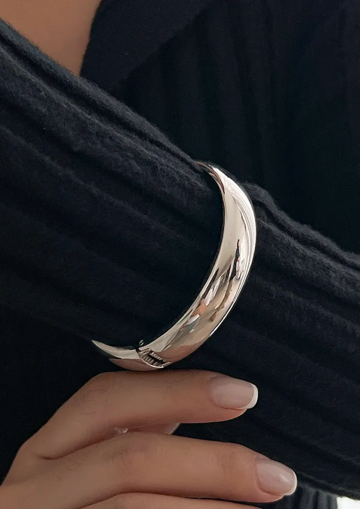 SILVER-PLATED CLIP-ON BANGLE BRACELET
