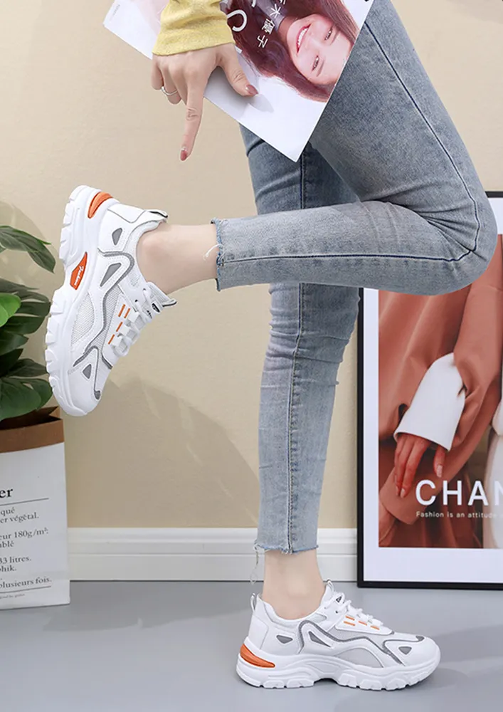 ORANGE PU CASUAL LOW-TOP TRAINERS