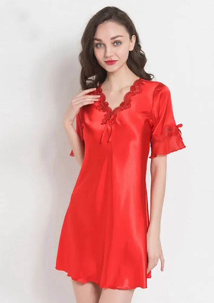 MIDNIGHT CRAVINGS RED NIGHTDRESS