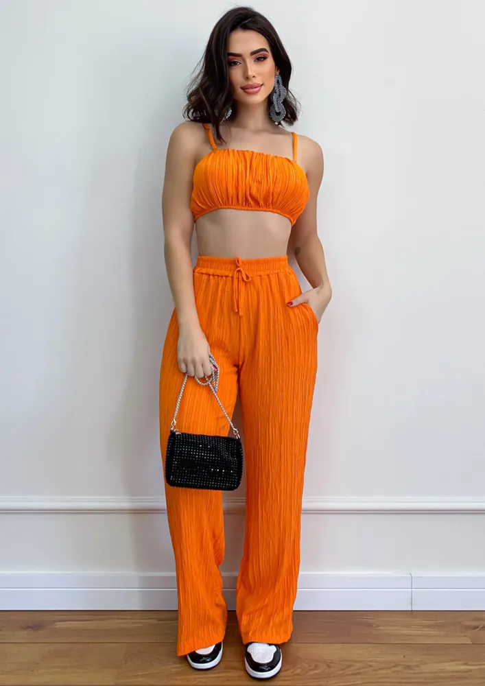 CRINKLED ORANGE 2PC CO-ORD SET