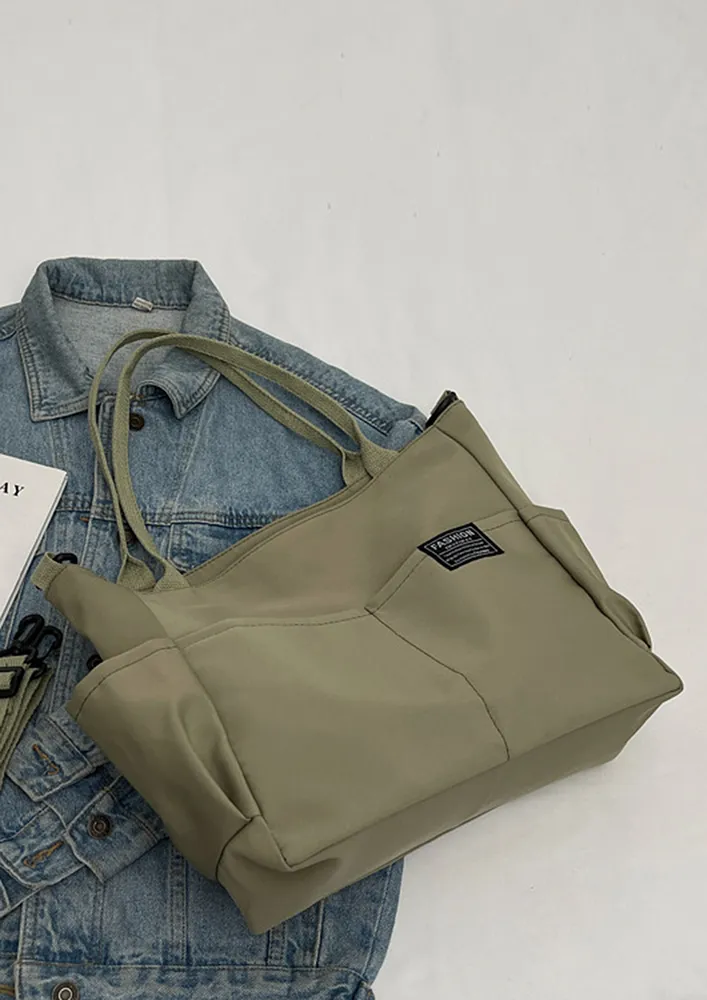 OPEN POCKETS GREEN SHOULDER BAG