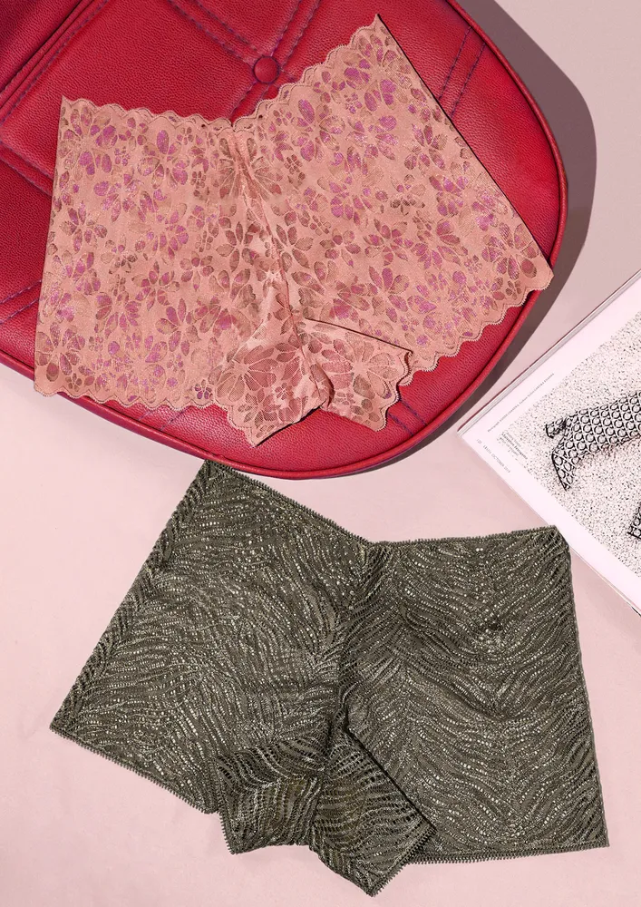 CONTEMPORARY ROSE AND GREEN BOY SHORTS COMBO