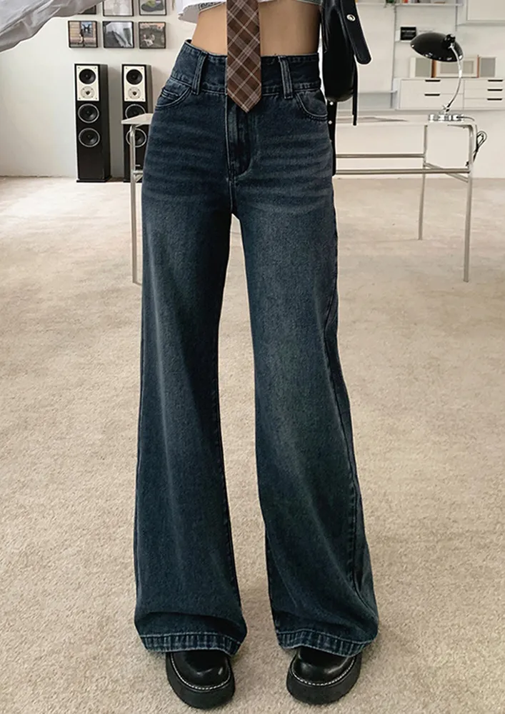 Washed Effect High-rise Wide Jeans
