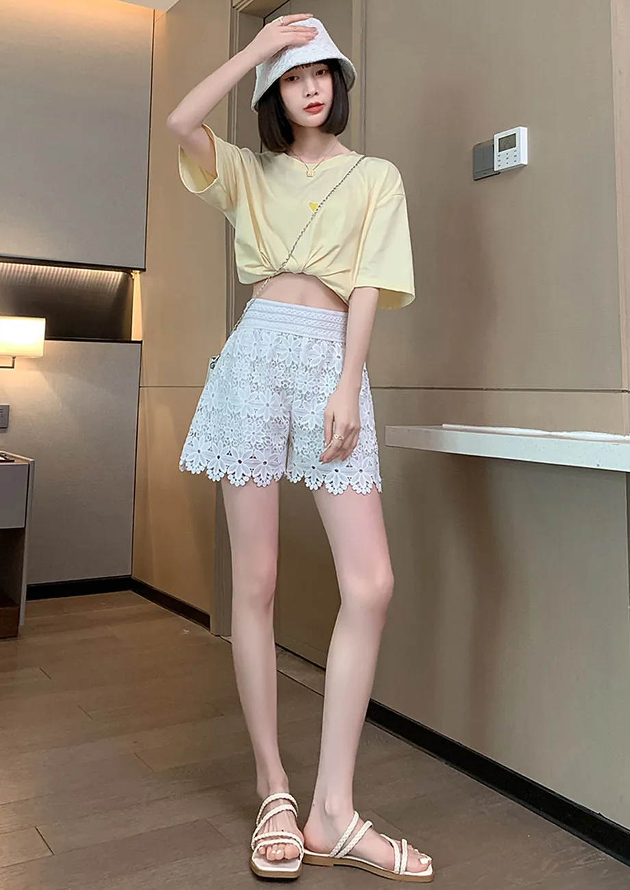 White lace shorts online india cheap