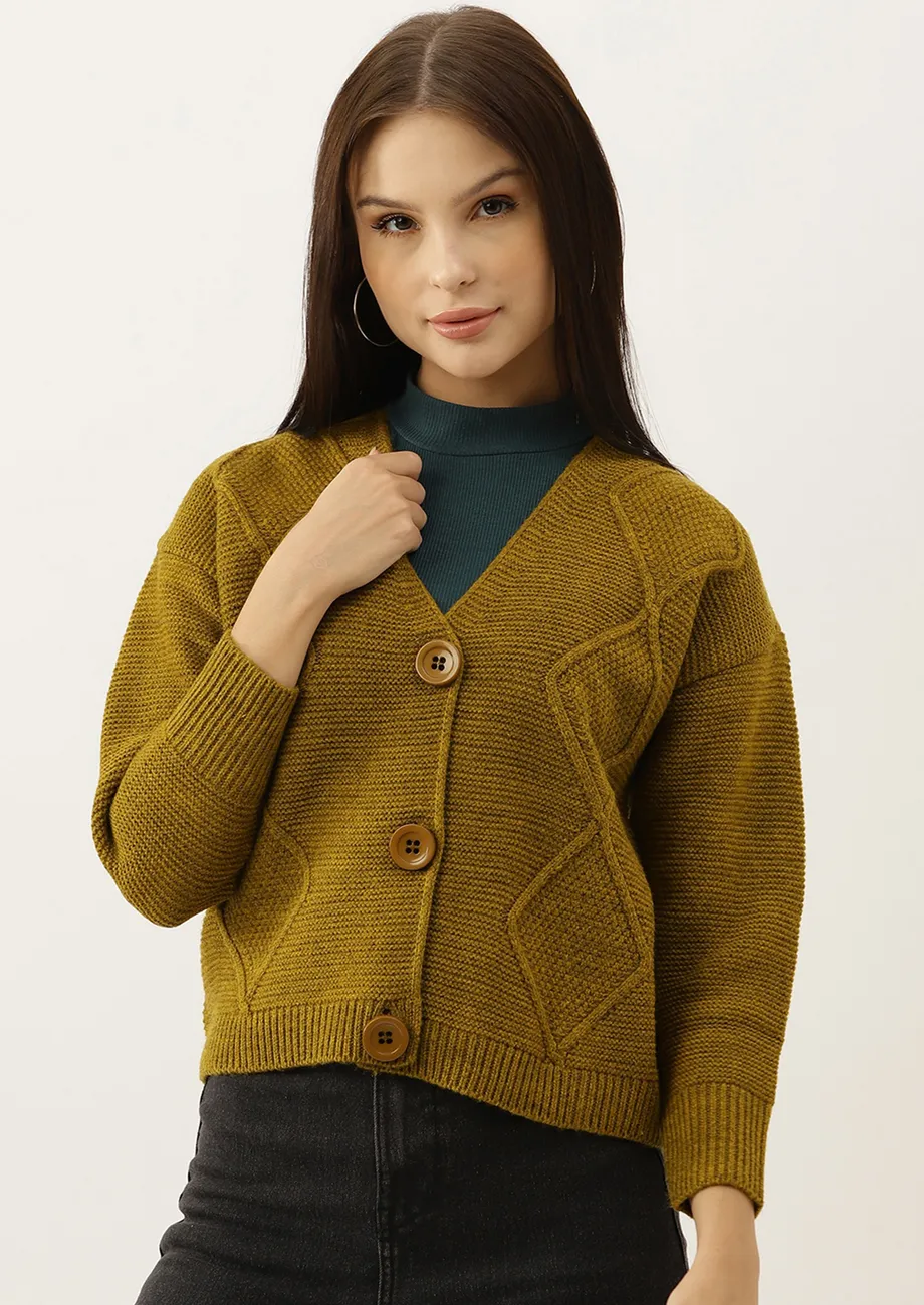 Buy Womens Baggy V Neck Sweater Mustard for Women Online in India