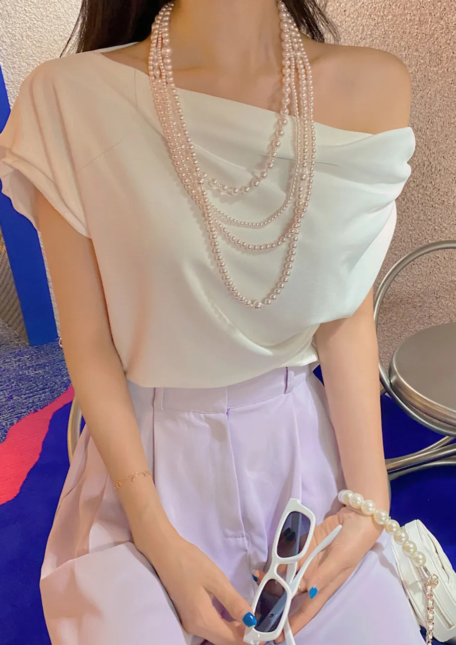 Off-white Cowl Neck Regular Top