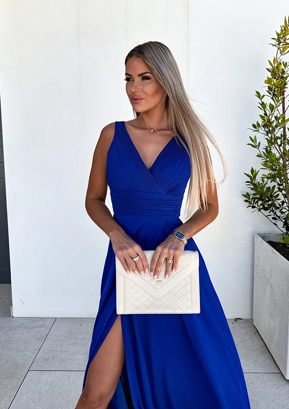 Blue maxi dress with slit shop