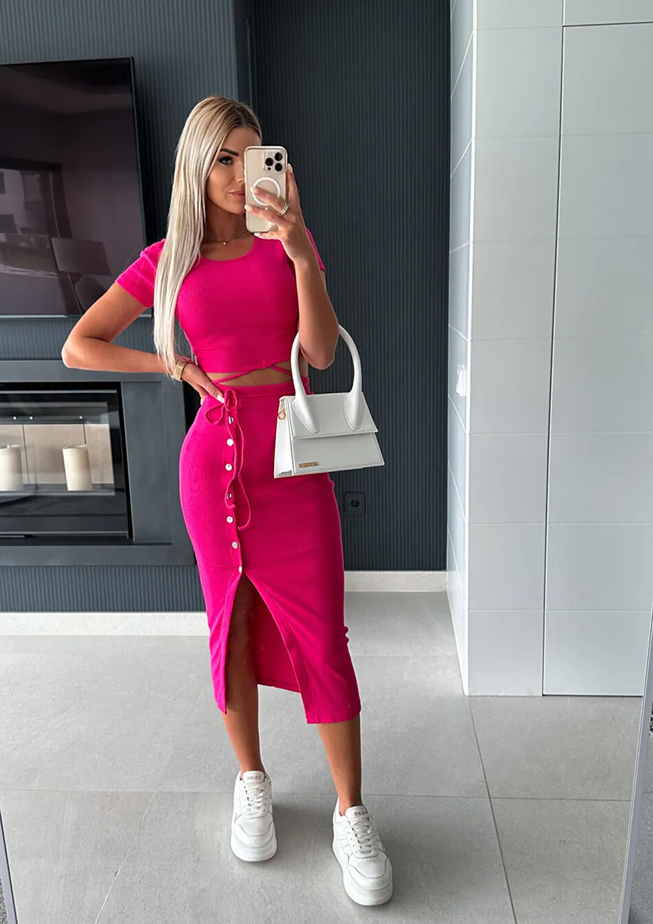Pink two piece sets best sale