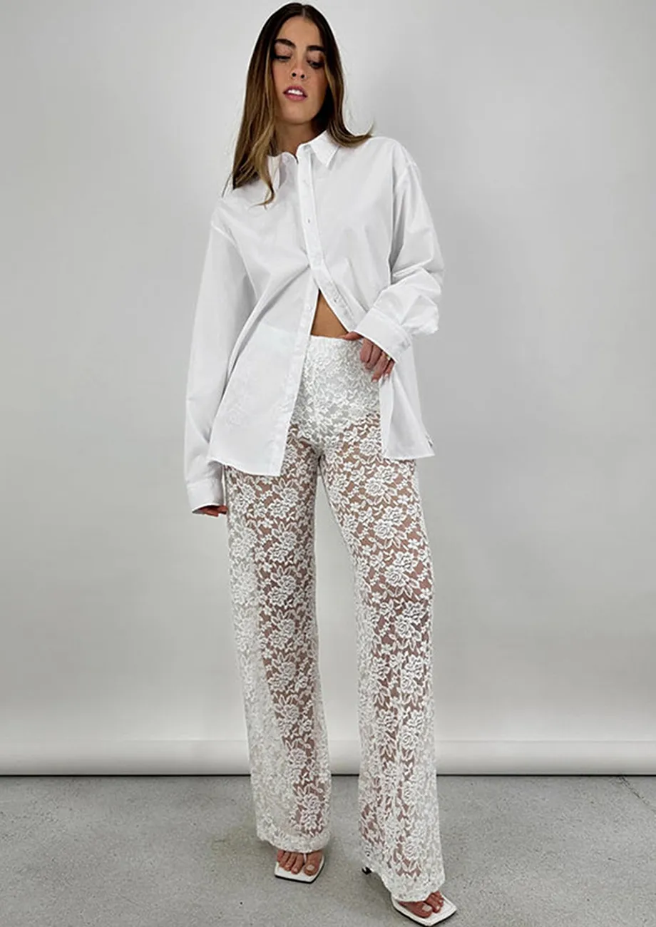 Buy White Sheer Lace Pants for Women Online in India