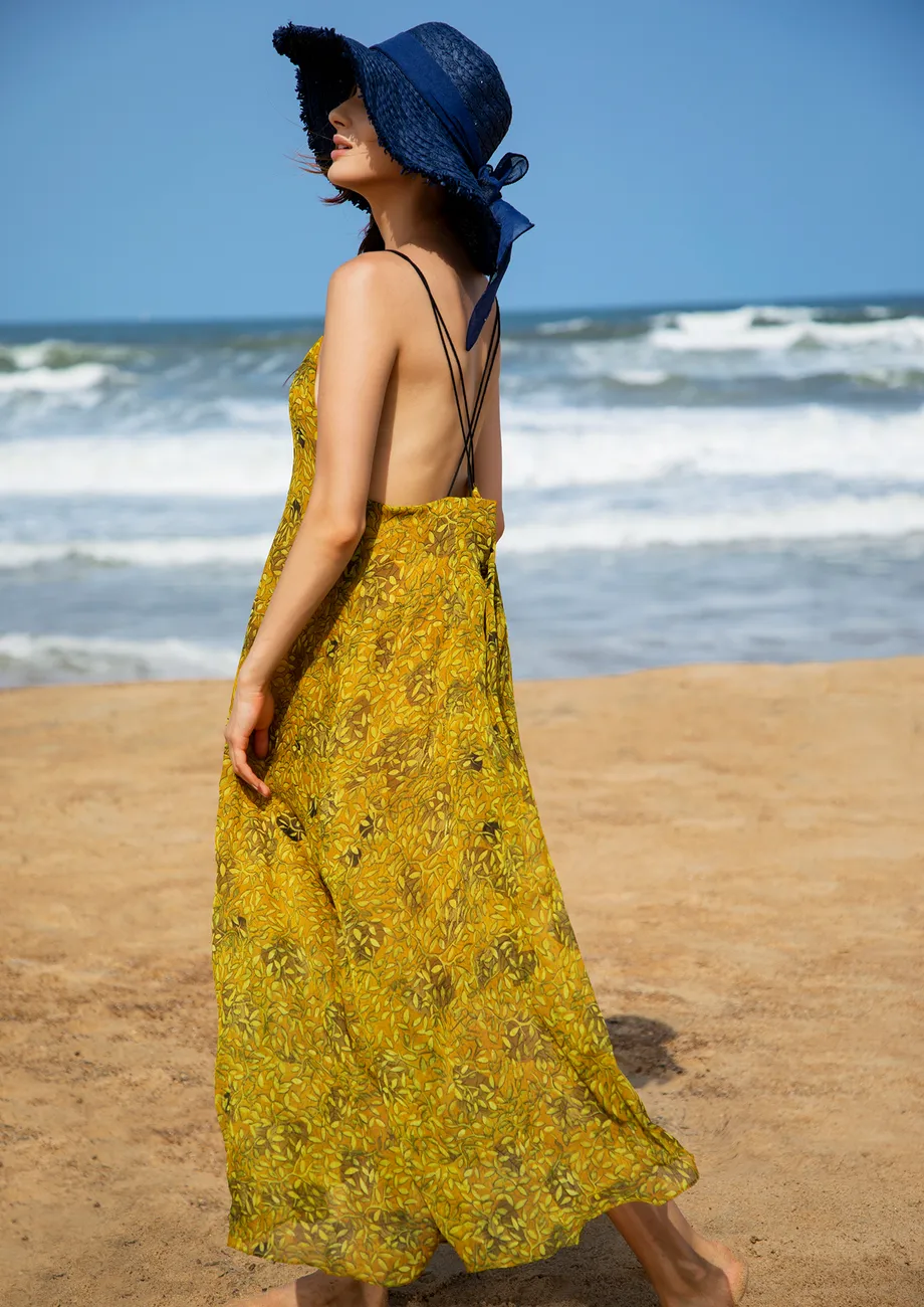 Yellow beach dress top