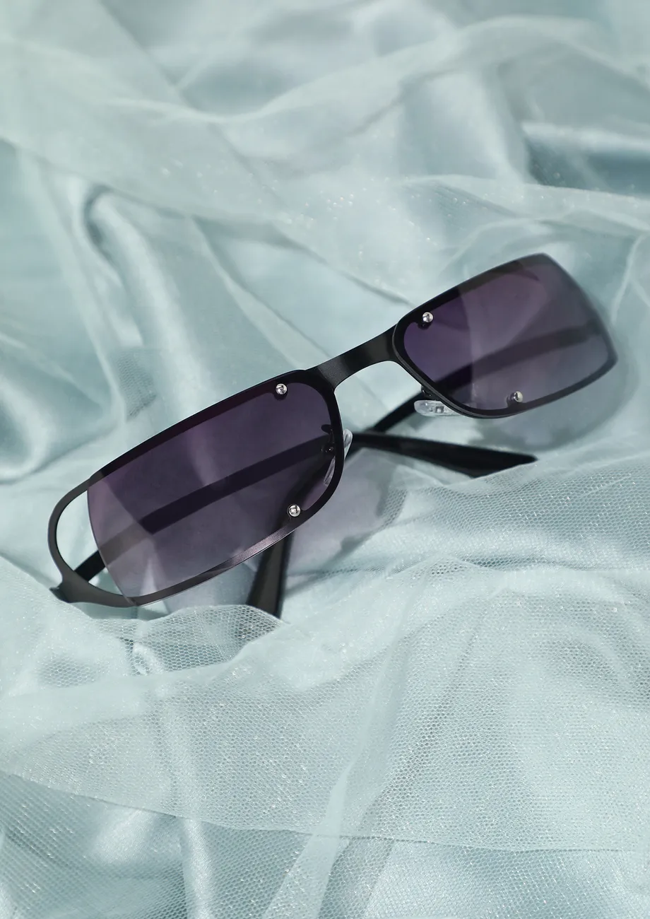 RIMLESS RETRO PURPLE-GREY SUNGLASSES