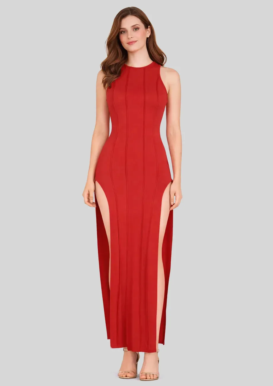 red dress dubai Buy Red Velvet Bodycon Dress | Long Sleeve, Open Back, Side Slit Online in India