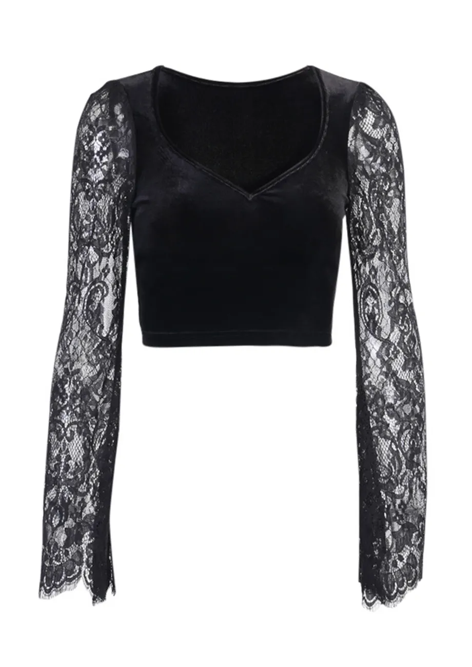 【EDIT. FOR LULU】lace trim top black EDIT. FOR LULU】lace trim top black