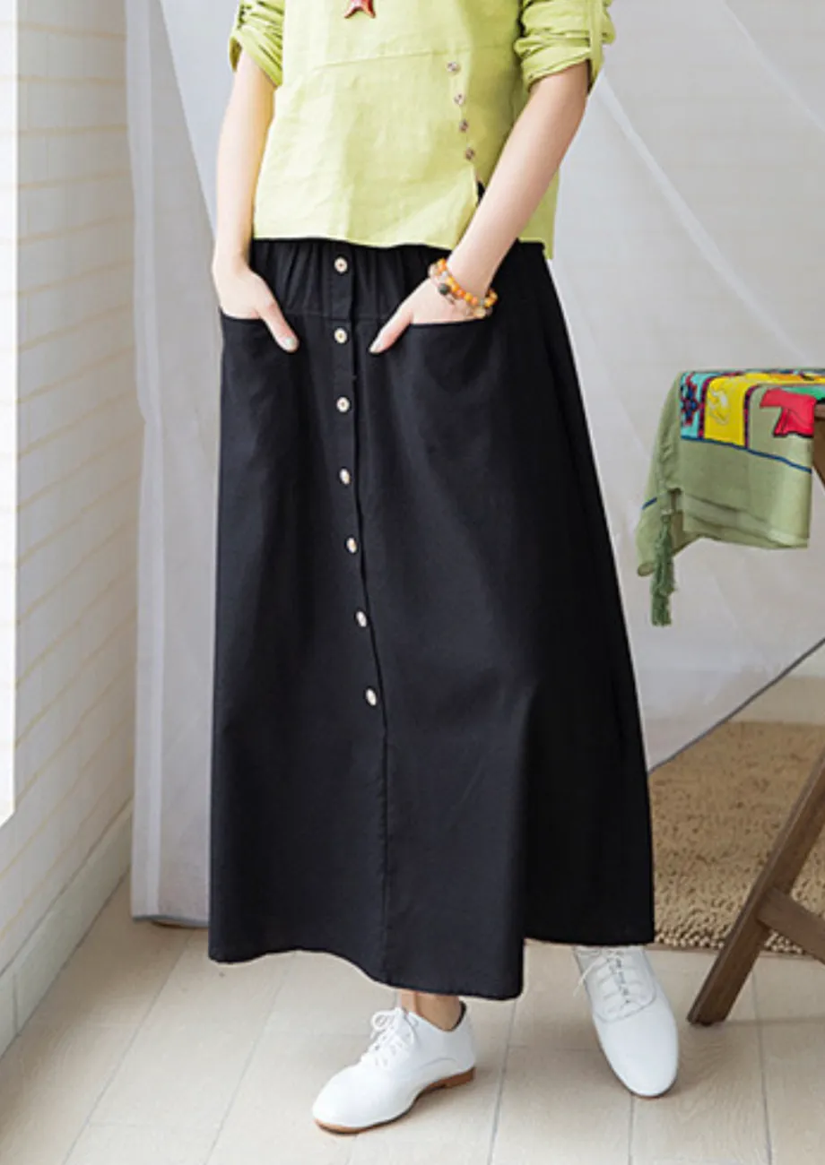 Black Free Size A-line Maxi Skirt