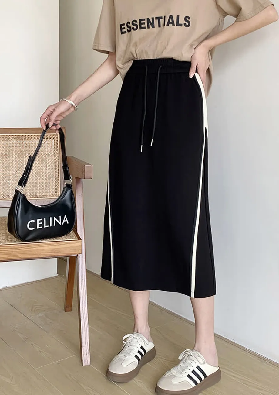 FS BLACK MIDI COTTON SKIRT