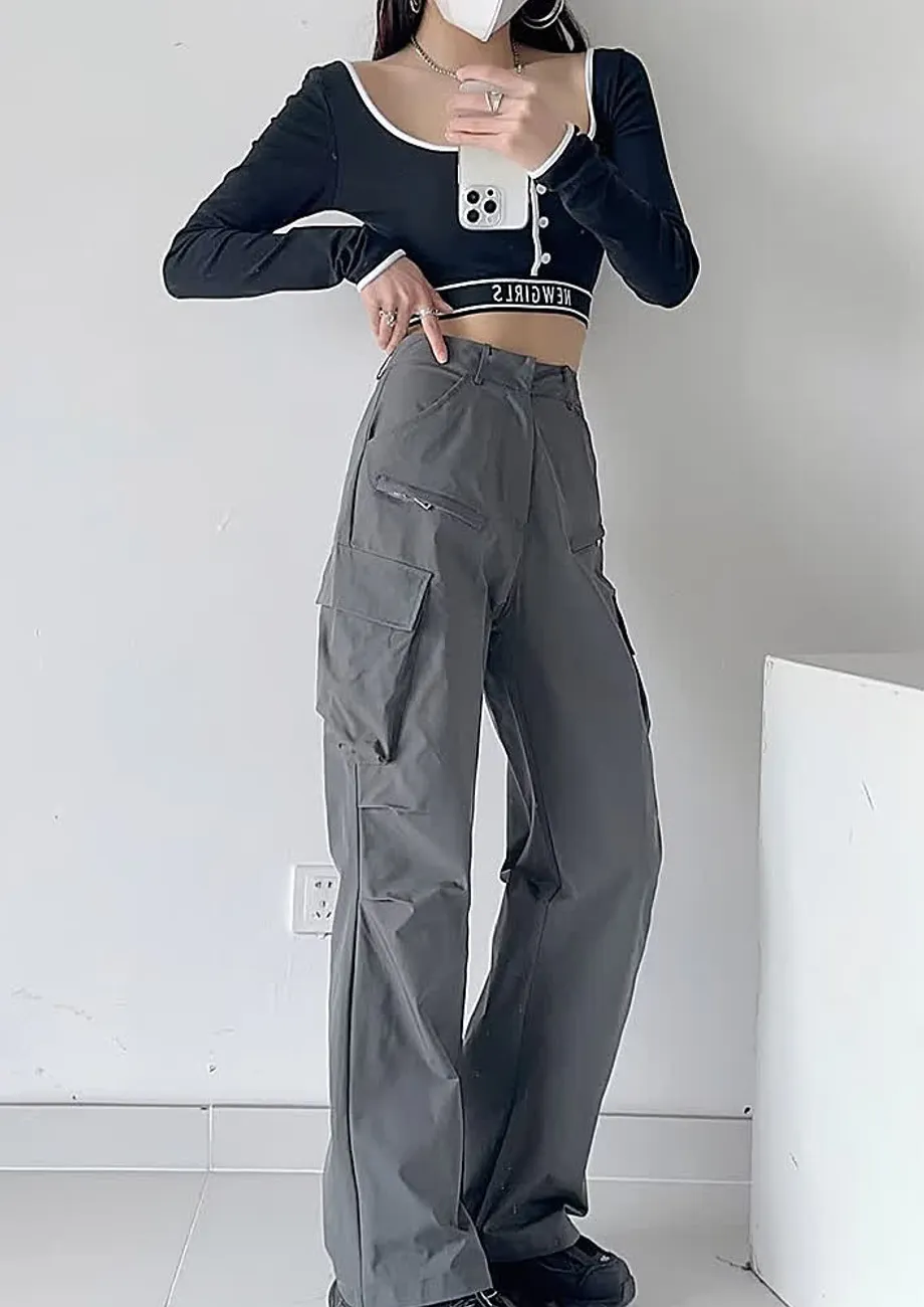 Buy TOOLING POCKET DARK GREY CARGO PANTS for Women Online in India