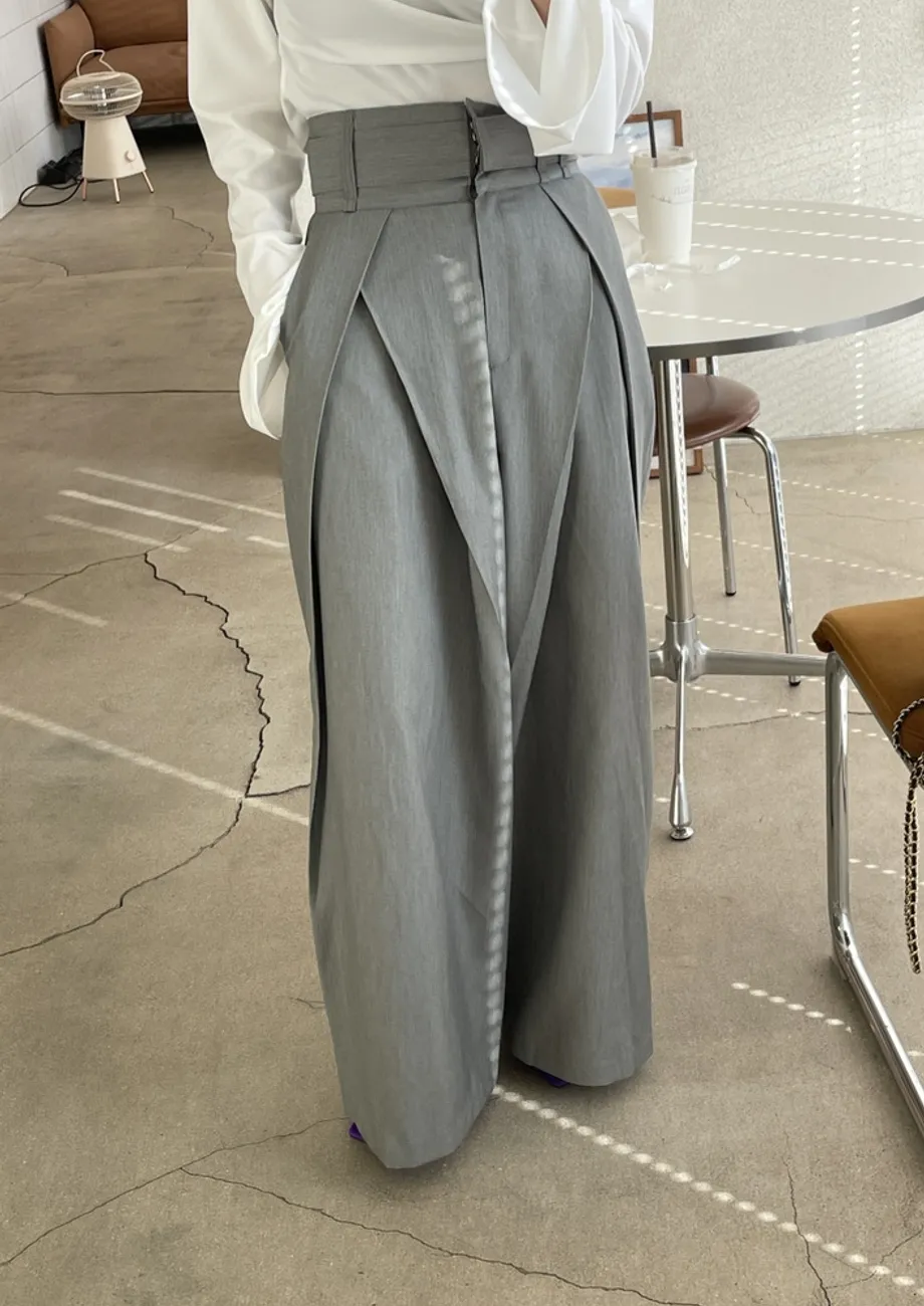 Buy Grey Pleated-front Wide Trousers for Women Online in India