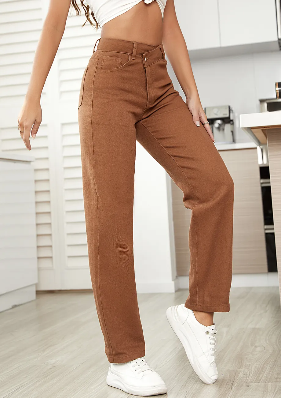 Brown straight leg jeans hotsell