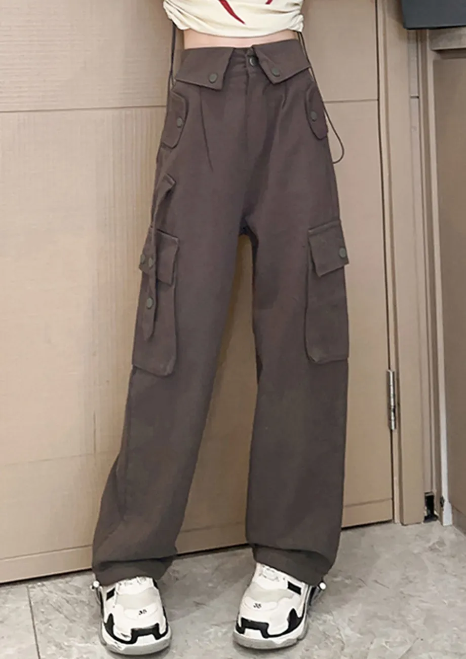 Girls Flap-over Grey Cargo Pants