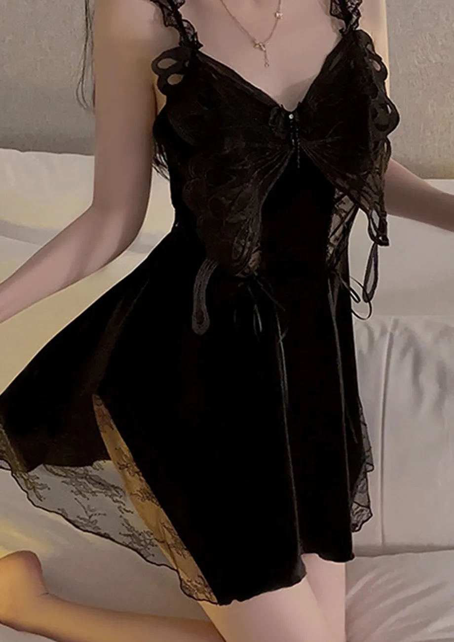 Buy Black A-line Short Nightdress for Women Online in India