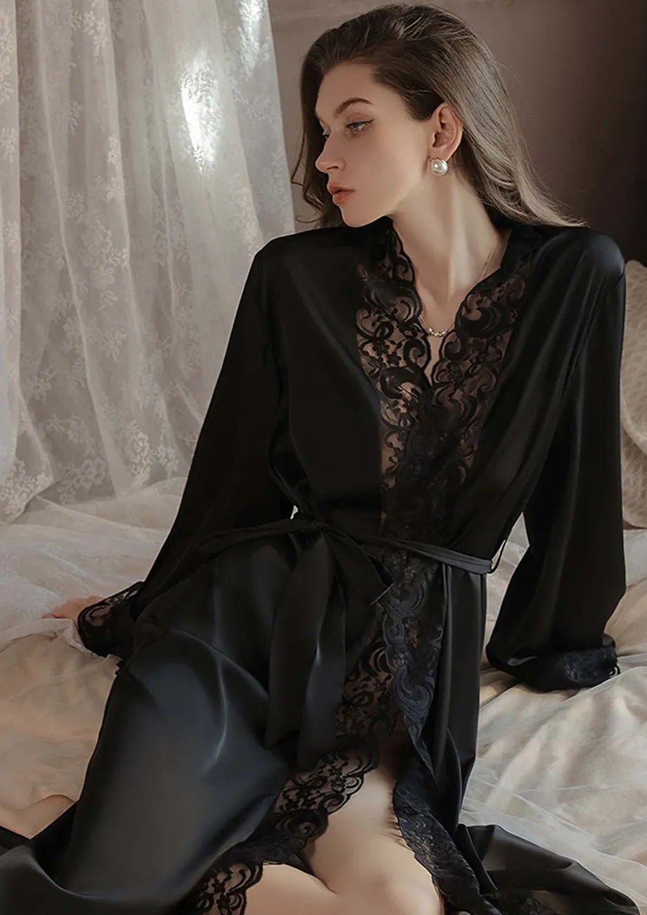 Lace night robe best sale