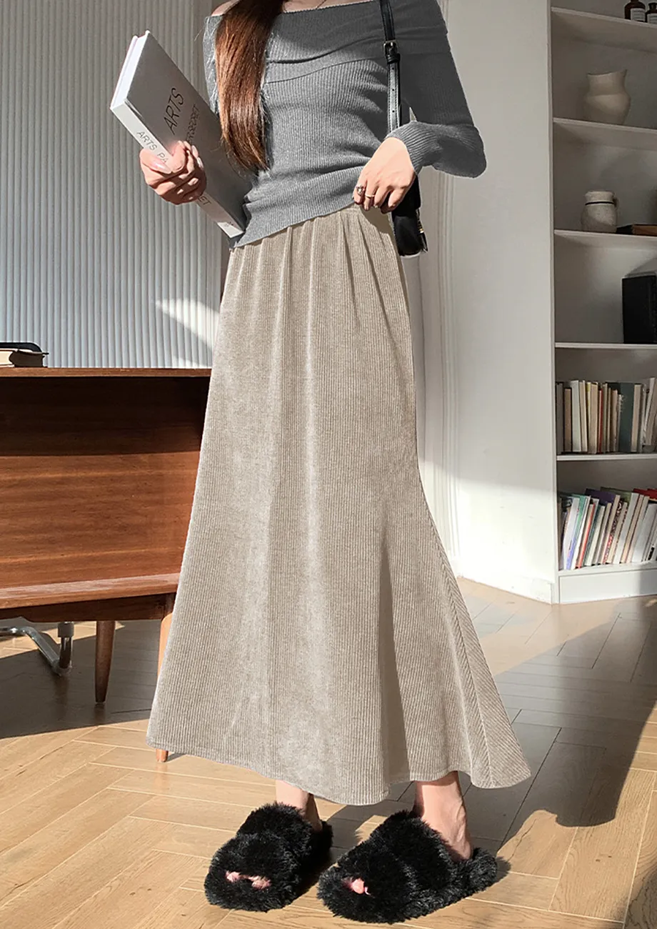 KHAKI MERMAID MAXI SKIRT