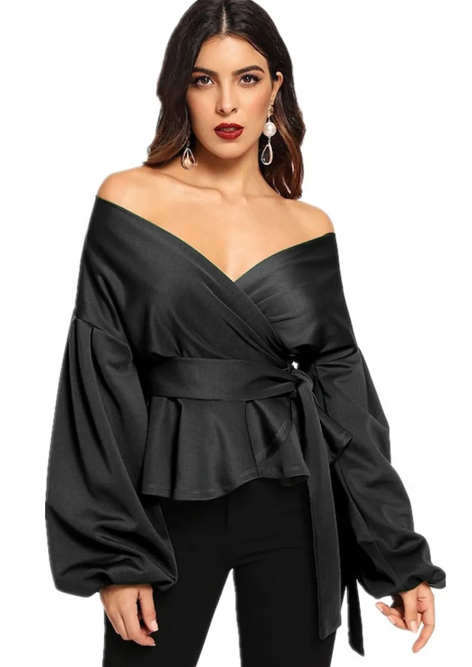 Buy Black Off shoulder Puff Sleeve Top for Women Online in India