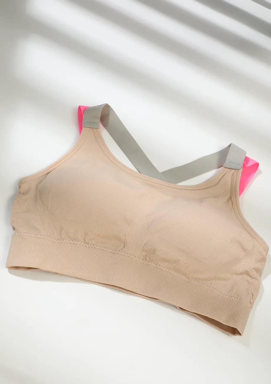 Buy SKIN COLORED RACERBACK LIGHT PADDED SPORTS BRA for Women Online in India