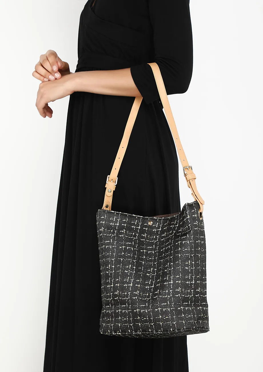 SPACING OUT NEGATIVITY BLACK BUCKET BAG