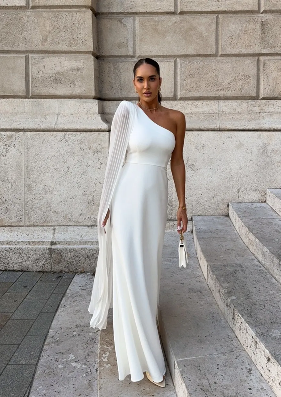 cape one shoulder maxi dress Access Fashion