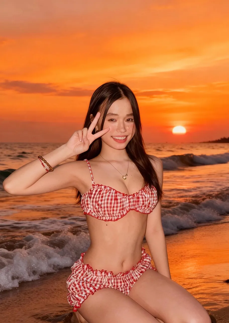 Nyroka Red Gingham Check Bikini Set — Bikinies — view 4