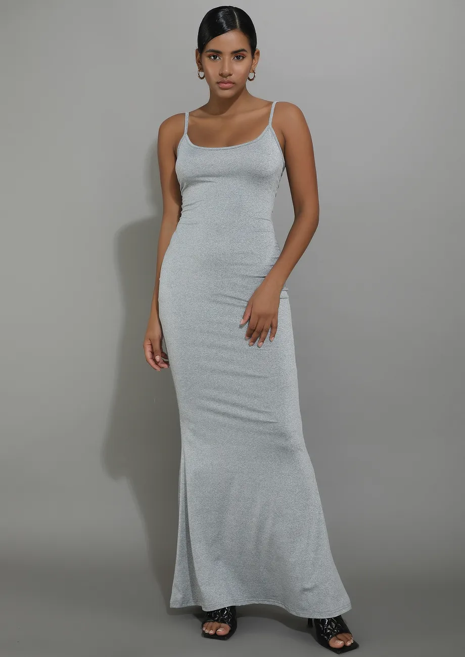 Buy GREY SEAMLESS FISHTAIL MAXI DRESS for Women Online in India