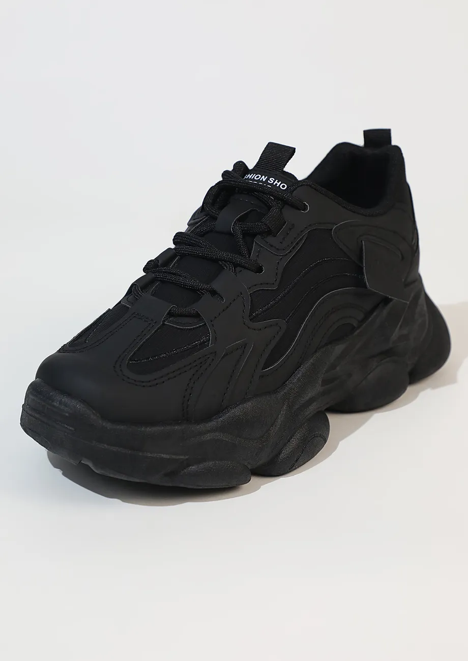 Buy TEXTURED BLACK CLASSIC CHUNKY SNEAKERS for Women Online in India