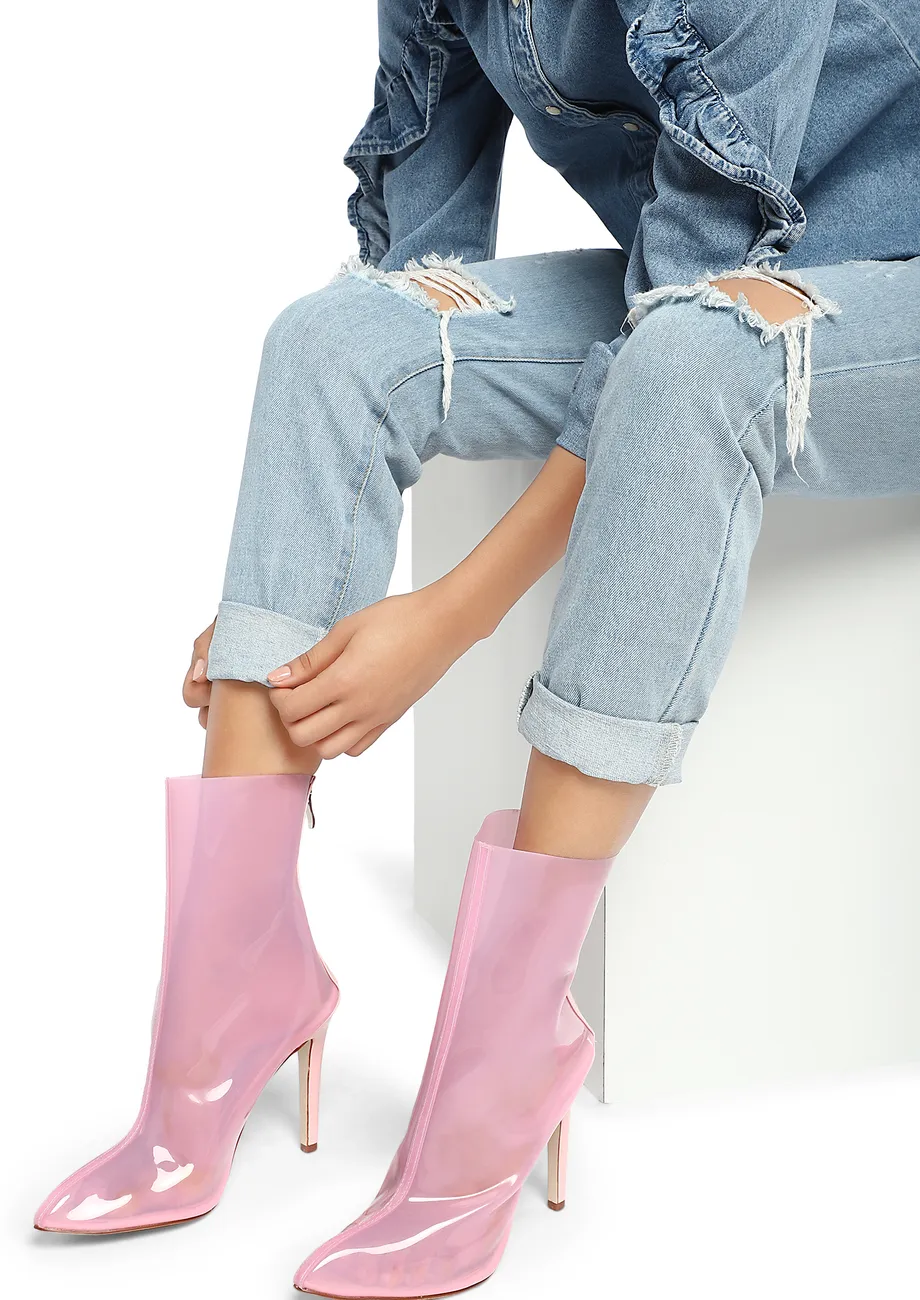 Buy TOWARDS THE HIGH STREET BABY PINK ANKLE BOOTS for Women Online in India