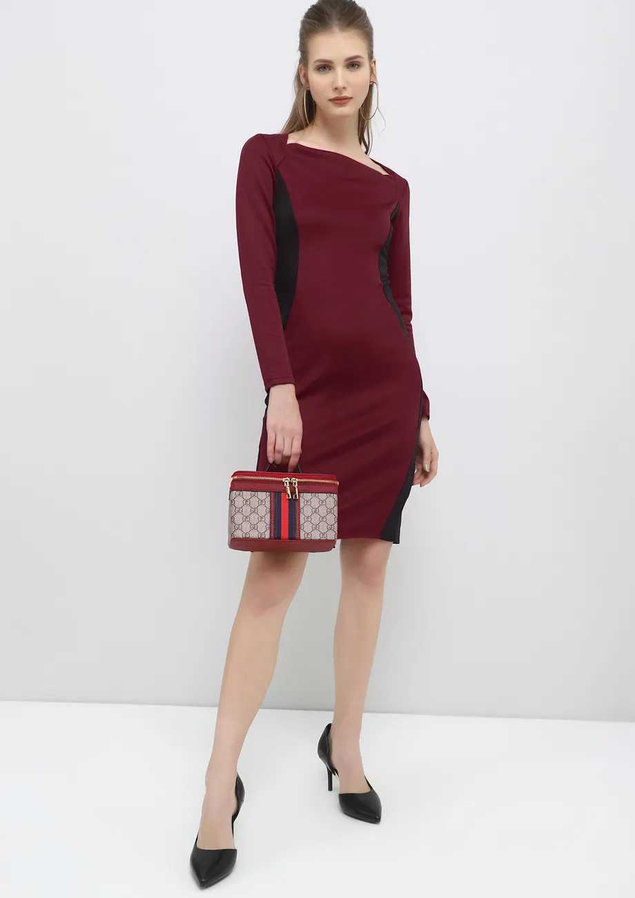 Burgundy pencil dress best sale