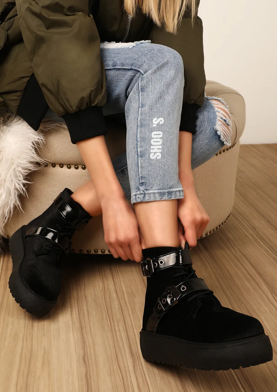 Buy HAS IT CHUNK BLACK ANKLE BOOTS for Women Online in India