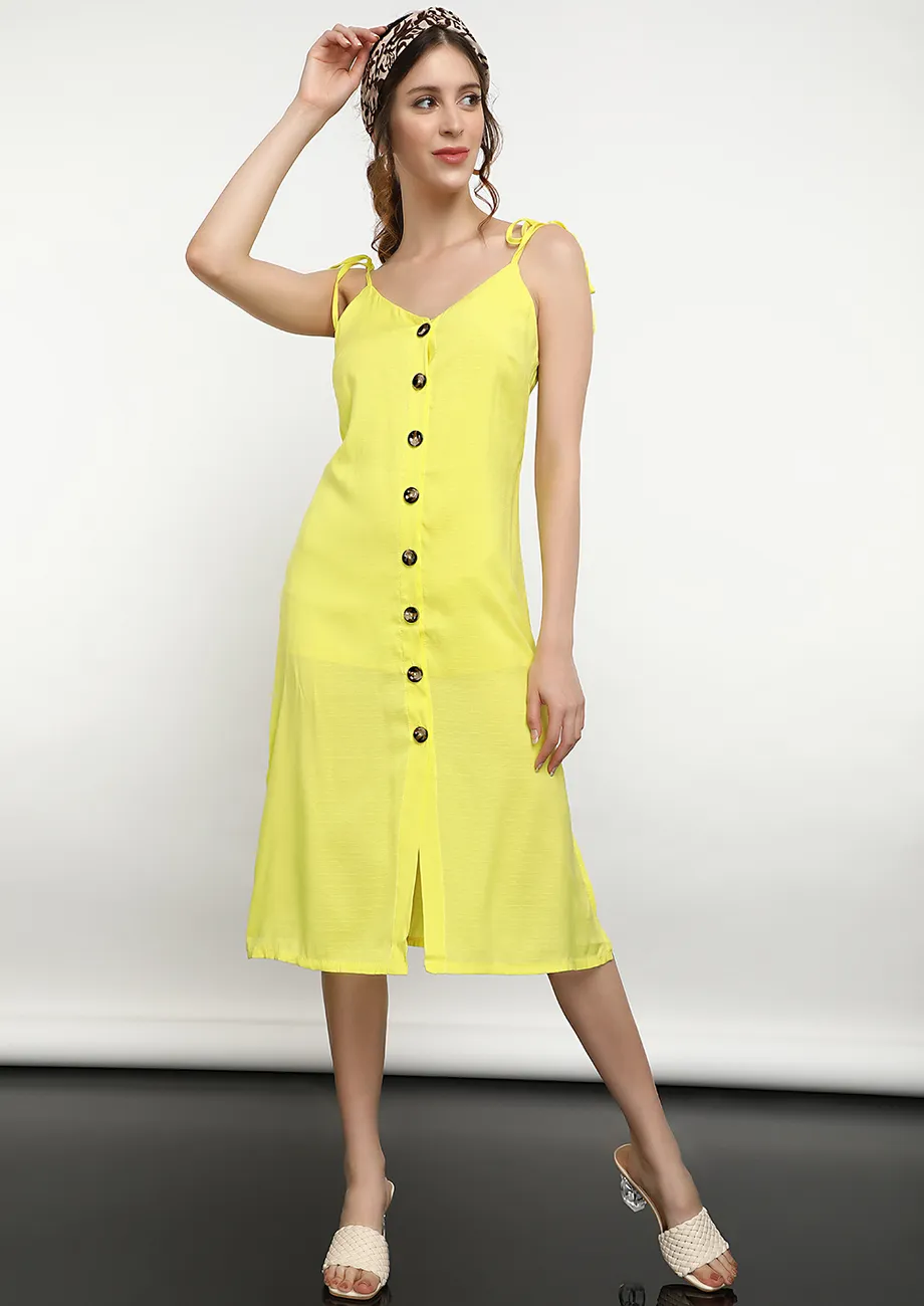 NIGHT THINKING, DAYDREAMING YELLOW MIDI DRESS