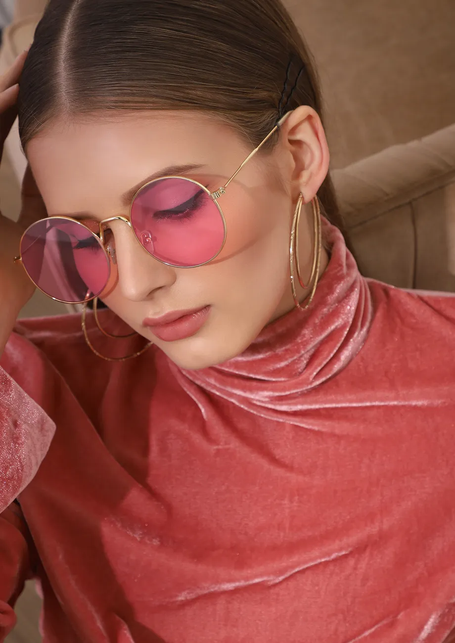 Pink circle sunglasses best sale