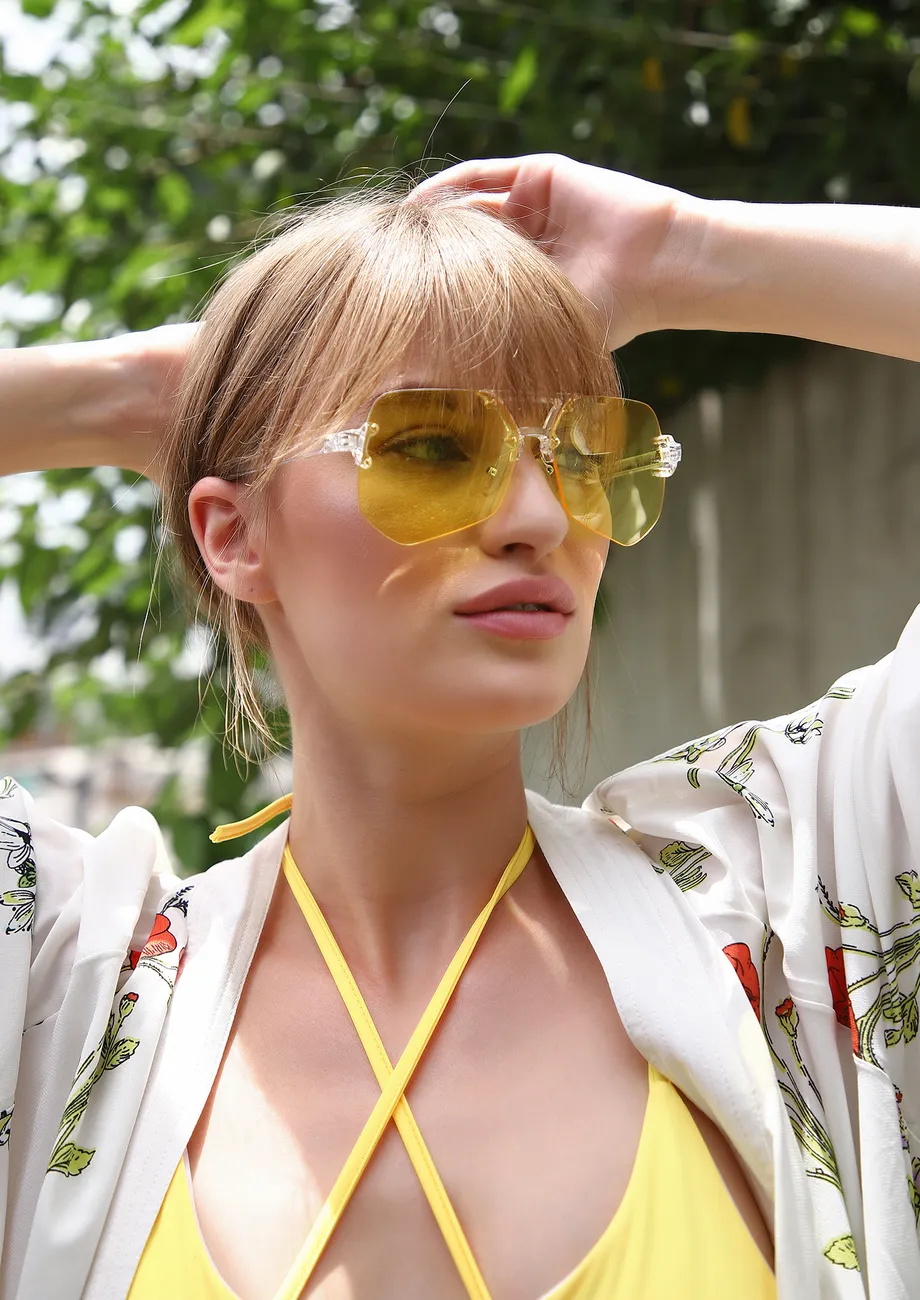 Buy BRIGHT AS DAY YELLOW RETRO SUNGLASSES for Women Online in India