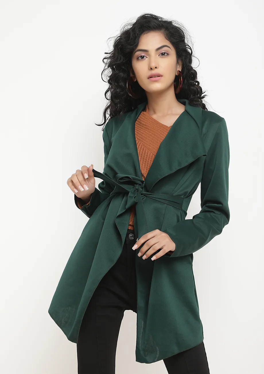 SERIOUS CHILLS TEAL GREEN WATERFALL SHRUG