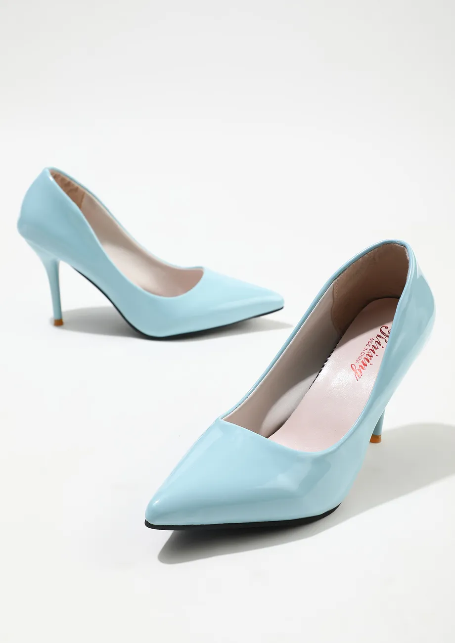 Baby blue stiletto heels best sale