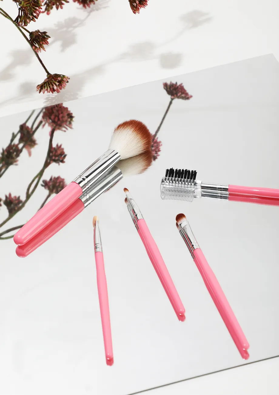 RADIANT PINK MAKEUP BRUSHES- SET OF 5