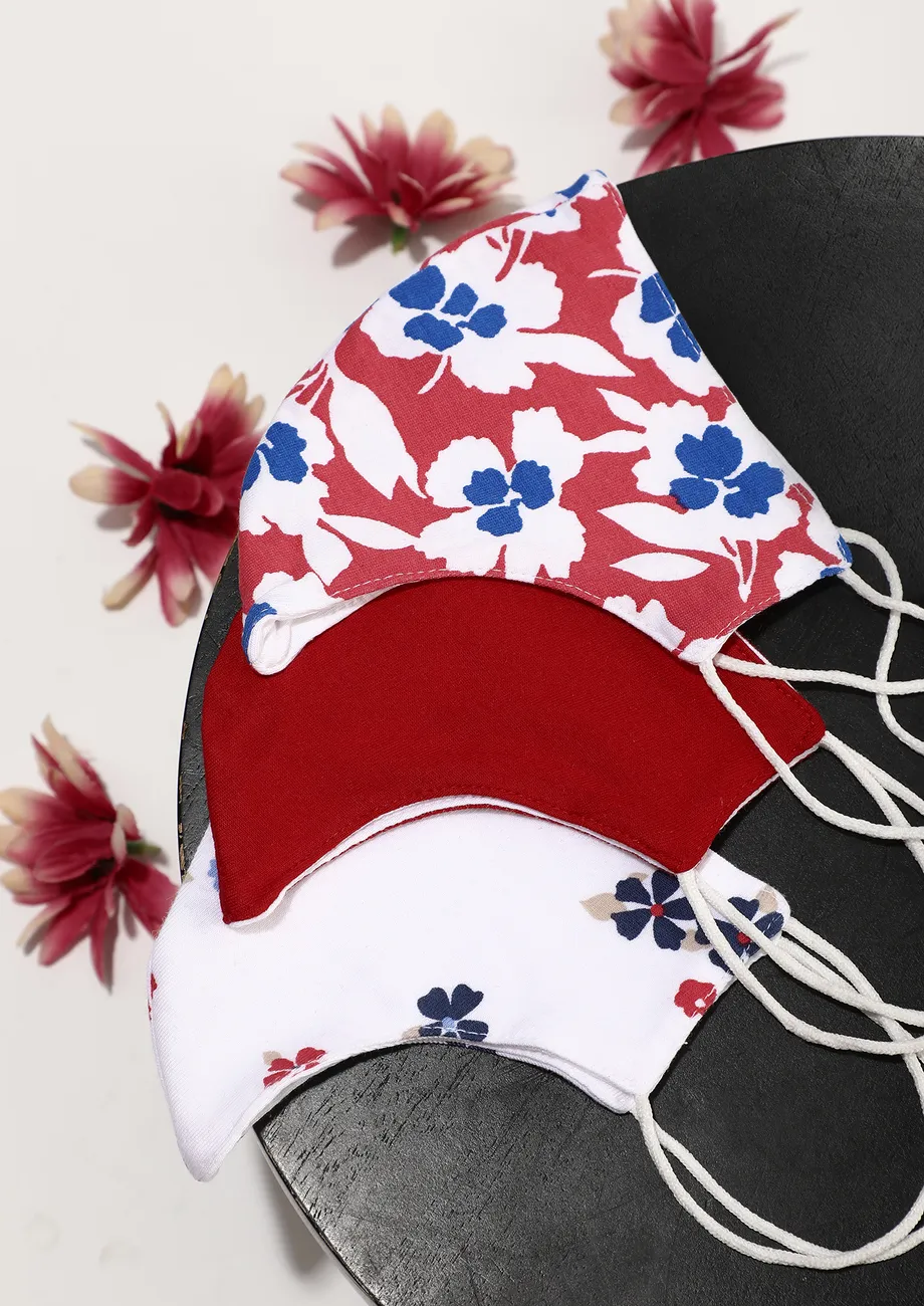 FLORALS MULTICOLOR SET OF 3 FACE MASKS