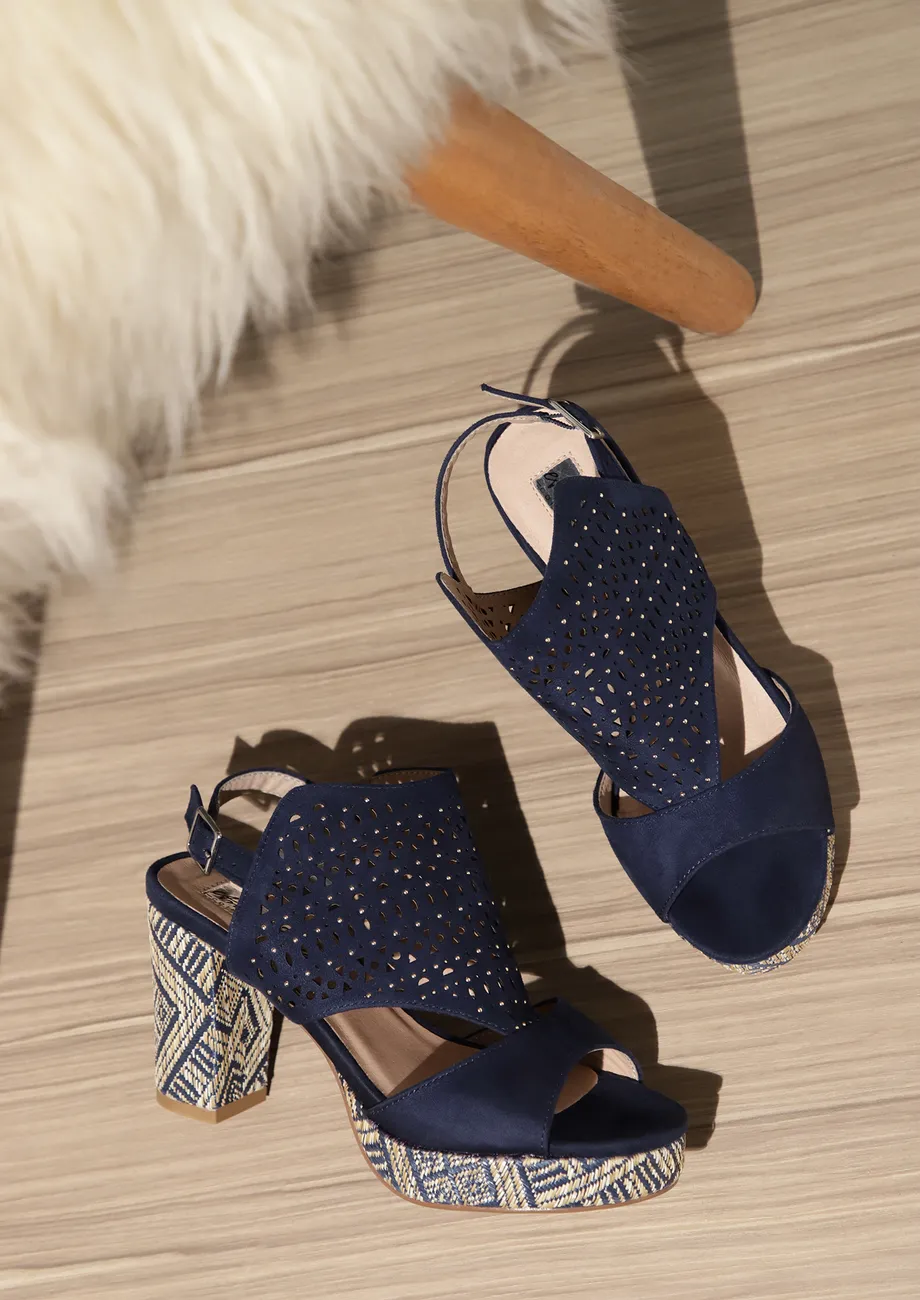 Buy PARTY NIGHT NAVY PLATFORM HEELS for Women Online in India