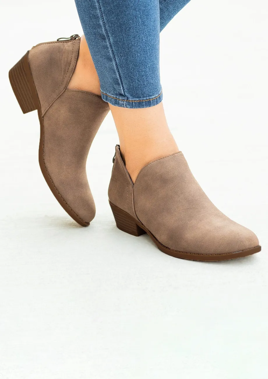 Buy LIGHT BROWN SUEDE SLIP ON LOW ANKLE BOOTS for Women Online in India